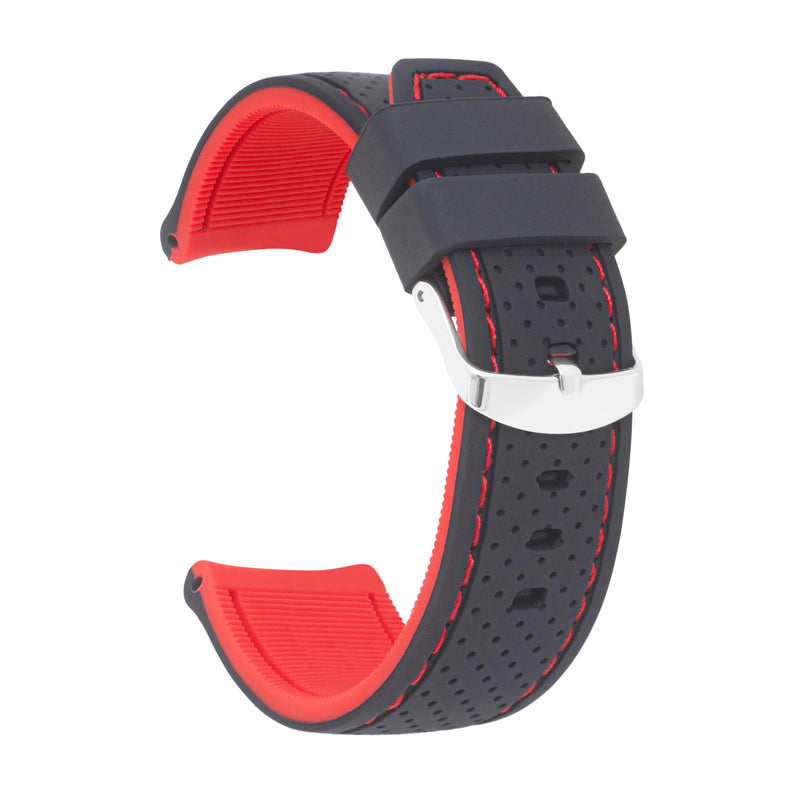 20mm Silicone Rally Strap, Perforated Black / Red |  Dial