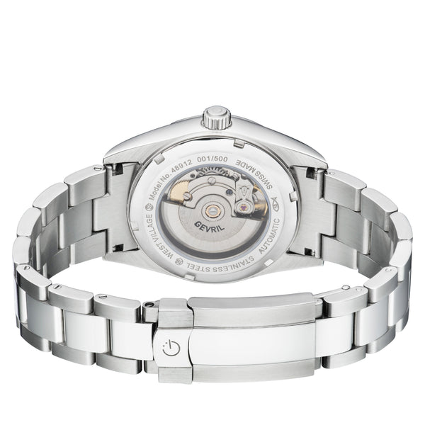 West Village Gevril Sellita SW200 Swiss Made Automatic Watch Red magnify date sapphire crystal | Red Dial