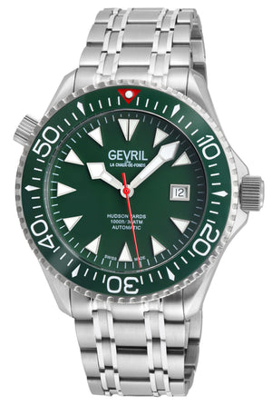 Hudson Yards Swiss Made SW20 ceramic rotating bezel helium valve, diver extension buckle Green | Green Dial
