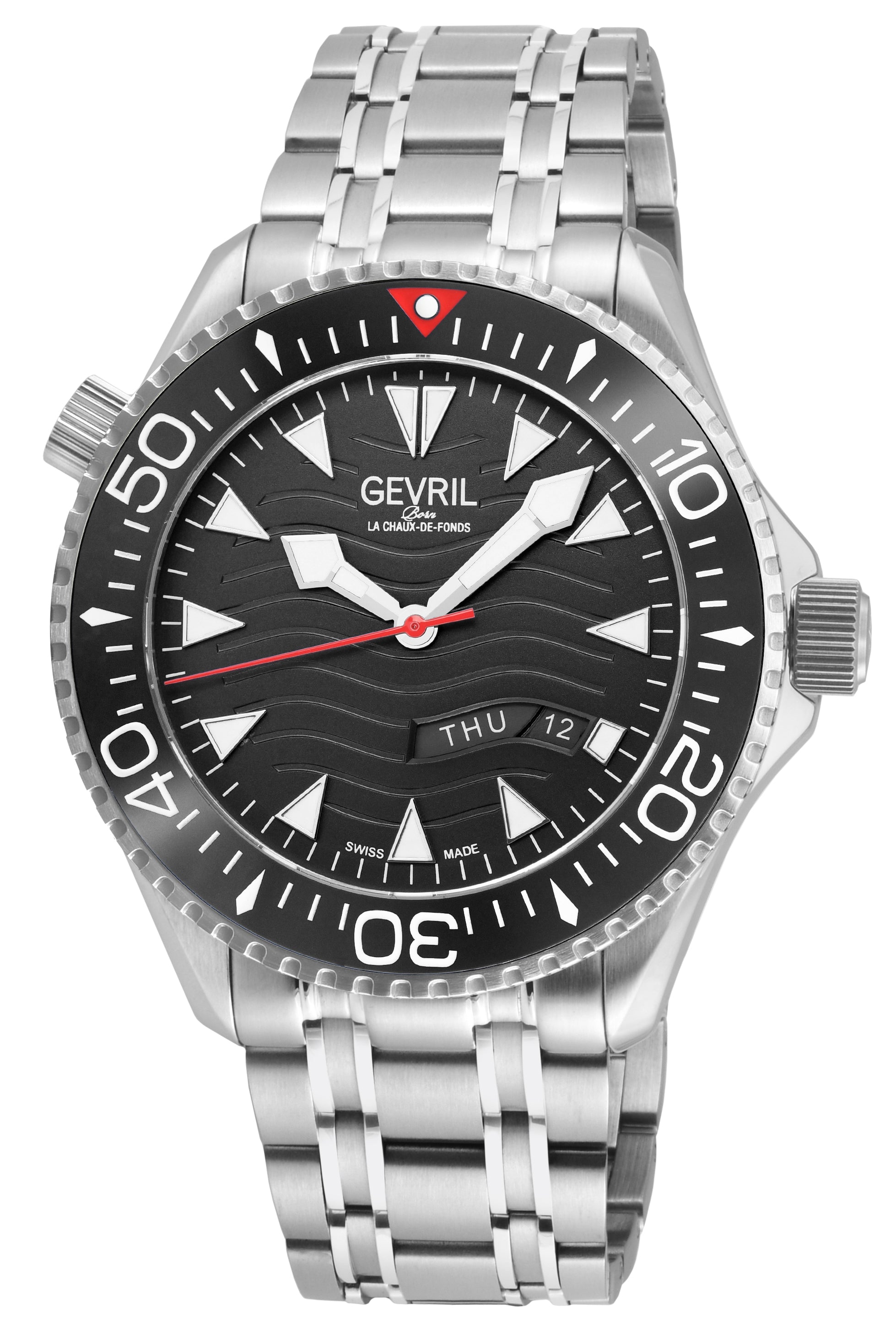 Hudson Yards Swiss Automatic Custom made SW220 - Day/Date display Diver watch, Black Ceramic bezel, Unidirectional Rotating bezel. Black Dial