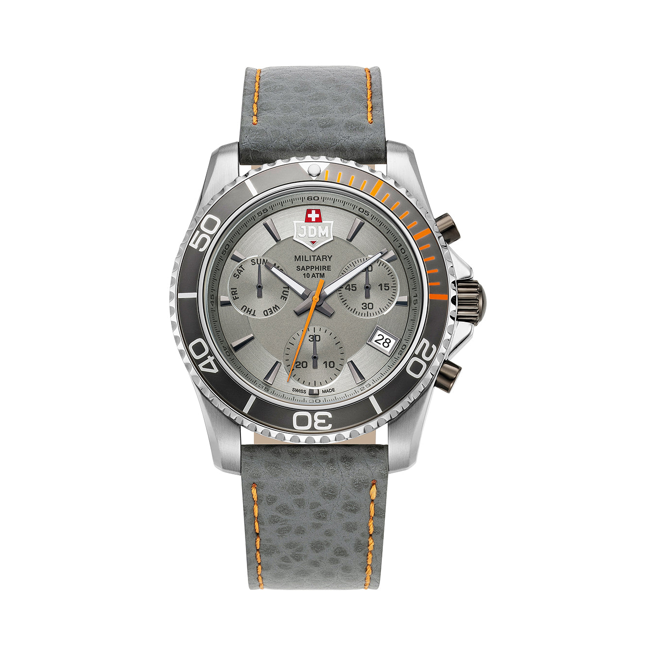 JDM Military Sierra Chrono Ronda Z60 Movement Grey Dial JDM-WG019