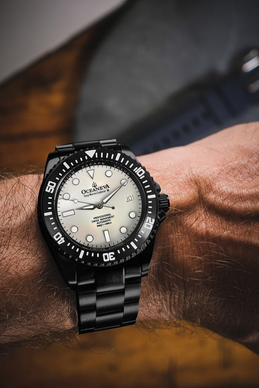 Deep Marine Explorer III Black Stainless bezel | White Dial Watch