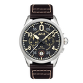 Spitfire Lock Chronograph Watch Black / Brown /  Leather | Black Dial