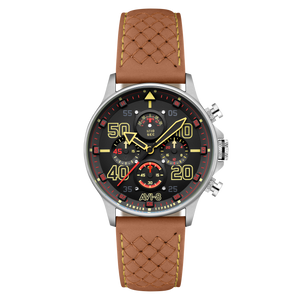 Coningham Chronograph Black / Leather Black Dial