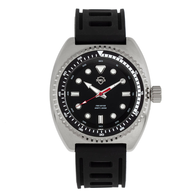 Dreyer Pro Diver 20ATM, Swiss Super Lume Silver/Black | Black Dial