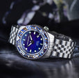 EVO Meteorite Swiss Automatic Limited Edition Titanium Damascus Bezel - Blue | Dark Blue Dial