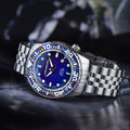 EVO Meteorite Swiss Automatic Limited Edition Titanium Damascus Bezel - Blue | Dark Blue Dial
