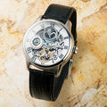 Longitude Automatic Skeleton Watch Silver White & Black / Genuine leather strap Silver Dial