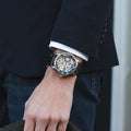Longitude Automatic Skeleton Watch Black, Genuine leather strap | Semi-transparent Dial