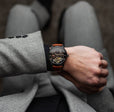 Longitude Automatic Skeleton Watch Black & Brown / Genuine leather strap | Semi-transparent Dial