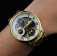 Longitude Automatic Skeleton Watch White & Ionic Plating Gold / Solid bracelet | White Dial