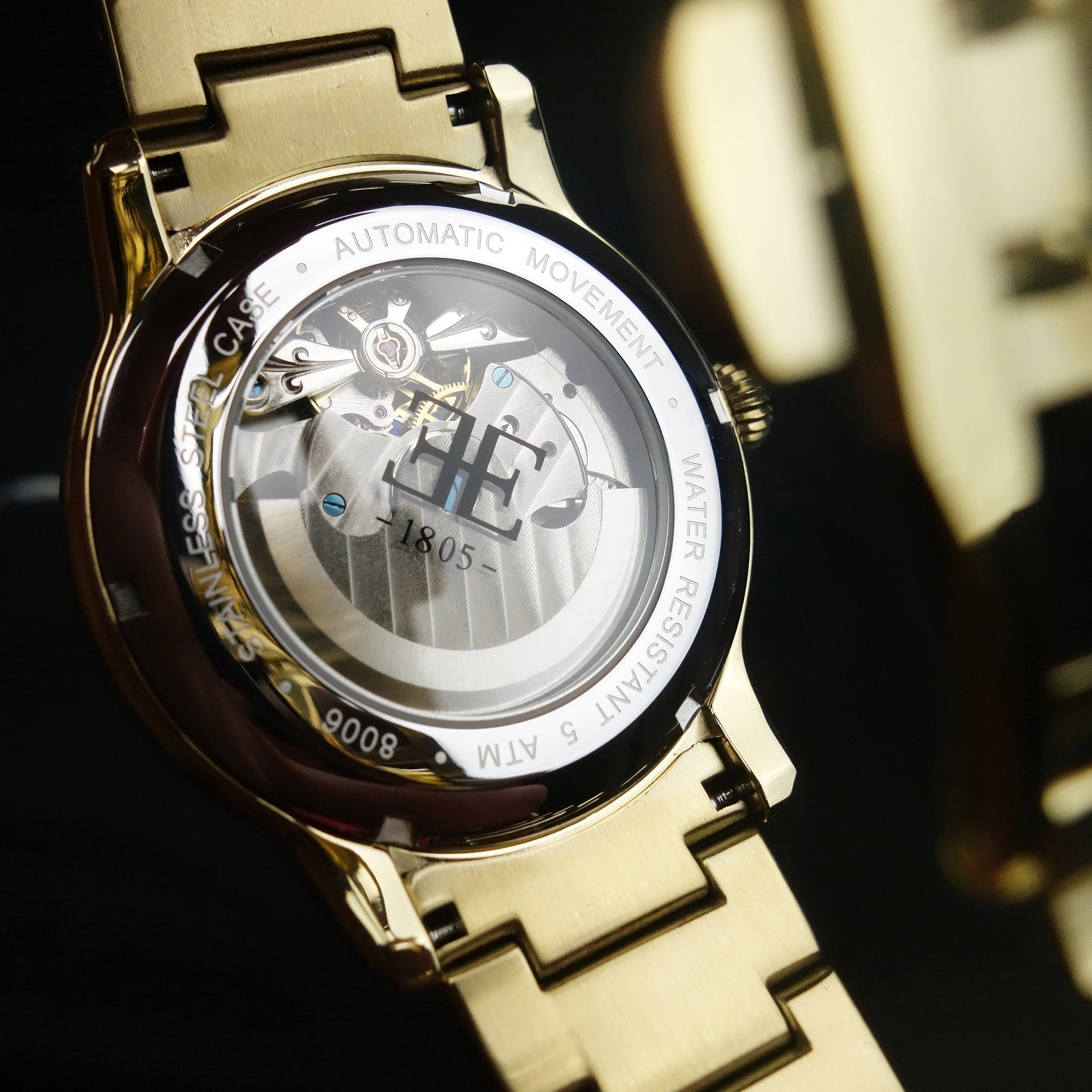 Longitude Automatic Skeleton Watch White & Ionic Plating Gold / Solid bracelet | White Dial