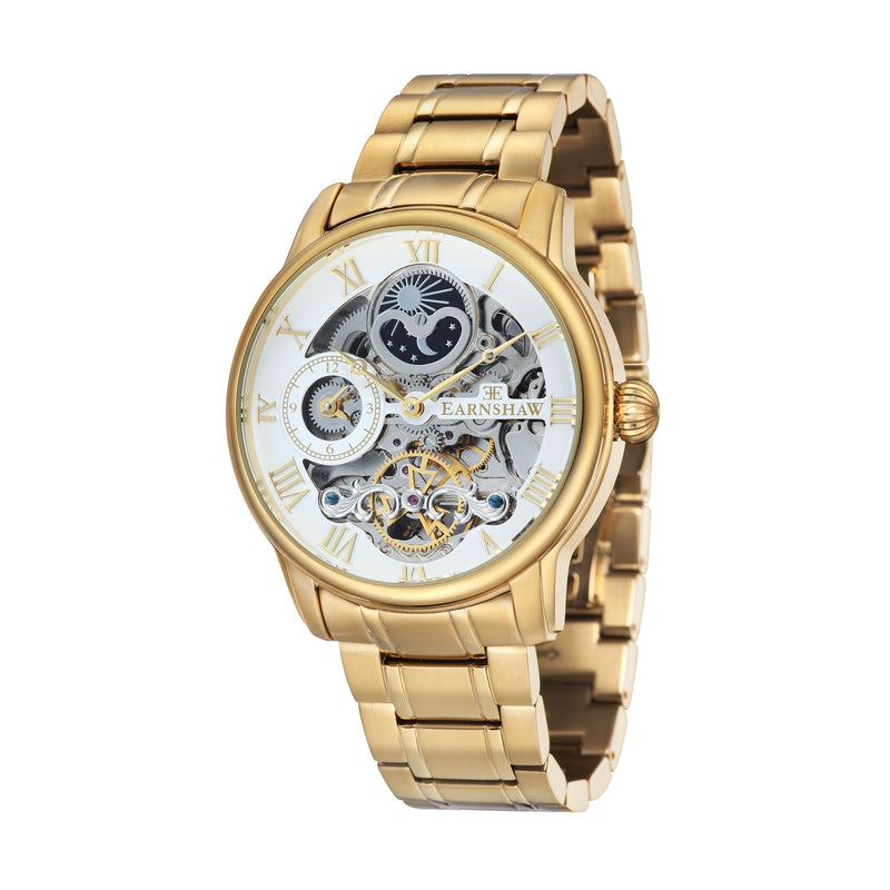 Longitude Automatic Skeleton Watch White & Ionic Plating Gold / Solid bracelet | White Dial
