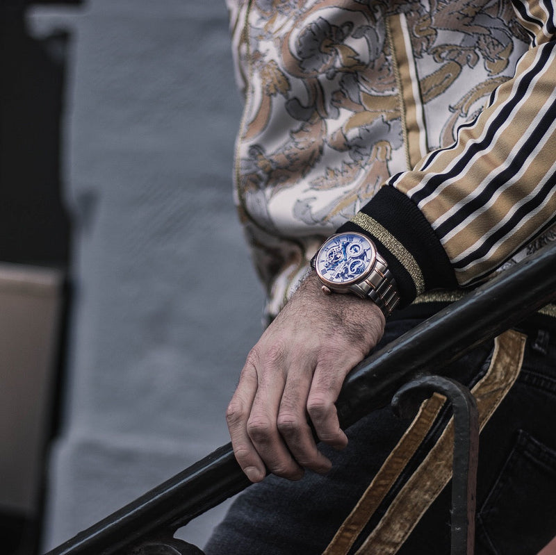 Longitude Automatic Skeleton Watch White & Two Tones Ionic Plating / Solid bracelet | White Dial