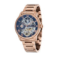 Longitude Automatic Skeleton Watch Black & Ionic Plating Rose Gold / Solid bracelet | Black Dial