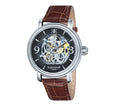 Longcase Automatic Skeleton Watch Grey & Brown / Genuine leather strap | Gray Dial