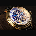 Longcase Automatic Skeleton Watch Silver White & Black / Genuine leather strap | Silver Dial