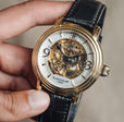 Longcase Automatic Skeleton Watch Silver White & Black / Genuine leather strap | Silver Dial