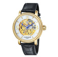 Longcase Automatic Skeleton Watch Silver White & Black / Genuine leather strap | Silver Dial