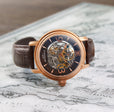 Longcase Automatic Skeleton Watch Brown / Genuine leather strap | Brown Dial