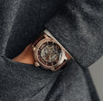 Longcase Automatic Skeleton Watch Brown / Genuine leather strap | Brown Dial