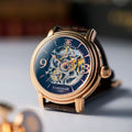 Longcase Automatic Skeleton Watch Brown / Genuine leather strap | Brown Dial
