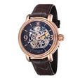 Longcase Automatic Skeleton Watch Brown / Genuine leather strap | Brown Dial