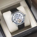 Longitude (Shadow Automatic) Automatic Skeleton Watch Silver White & Black / Genuine leather strap Silver Dial