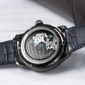 Longitude (Shadow Automatic) Automatic Skeleton Watch Silver White & Black / Genuine leather strap Silver Dial