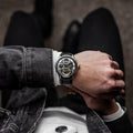 Longitude (Shadow Automatic) Automatic Skeleton Watch Silver White & Black / Genuine leather strap Silver Dial