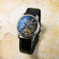 Longitude (Shadow Automatic) Automatic Skeleton Watch Black / Genuine leather strap Black Dial