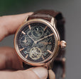 Longitude (Shadow Automatic) Automatic Skeleton Watch Brown / Genuine leather strap | Semi-transparent Dial