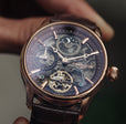 Longitude (Shadow Automatic) Automatic Skeleton Watch Brown / Genuine leather strap | Semi-transparent Dial