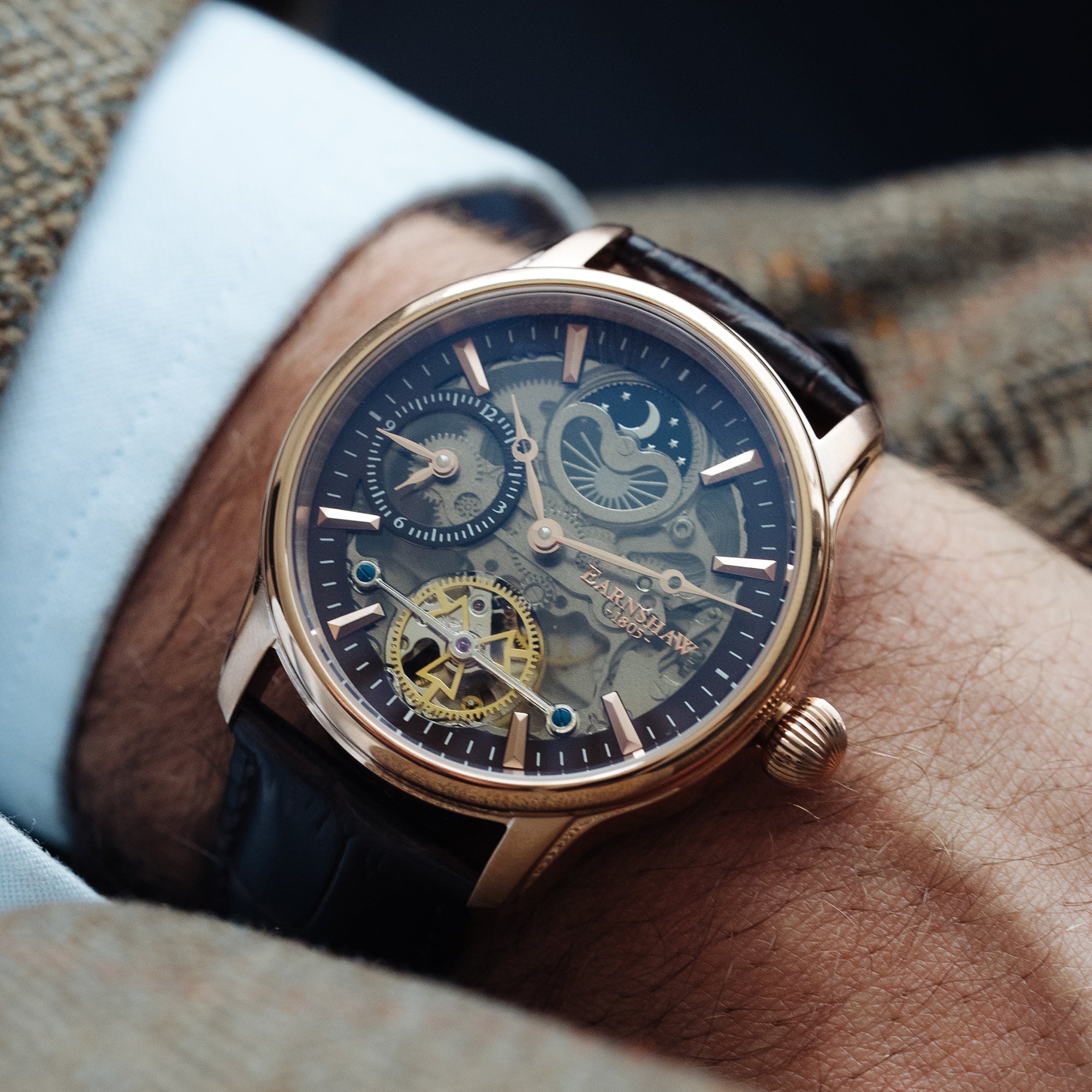 Longitude (Shadow Automatic) Automatic Skeleton Watch Brown