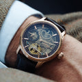 Longitude (Shadow Automatic) Automatic Skeleton Watch Brown / Genuine leather strap | Semi-transparent Dial