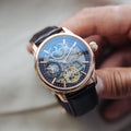 Longitude (Shadow Automatic) Automatic Skeleton Watch Brown / Genuine leather strap | Semi-transparent Dial