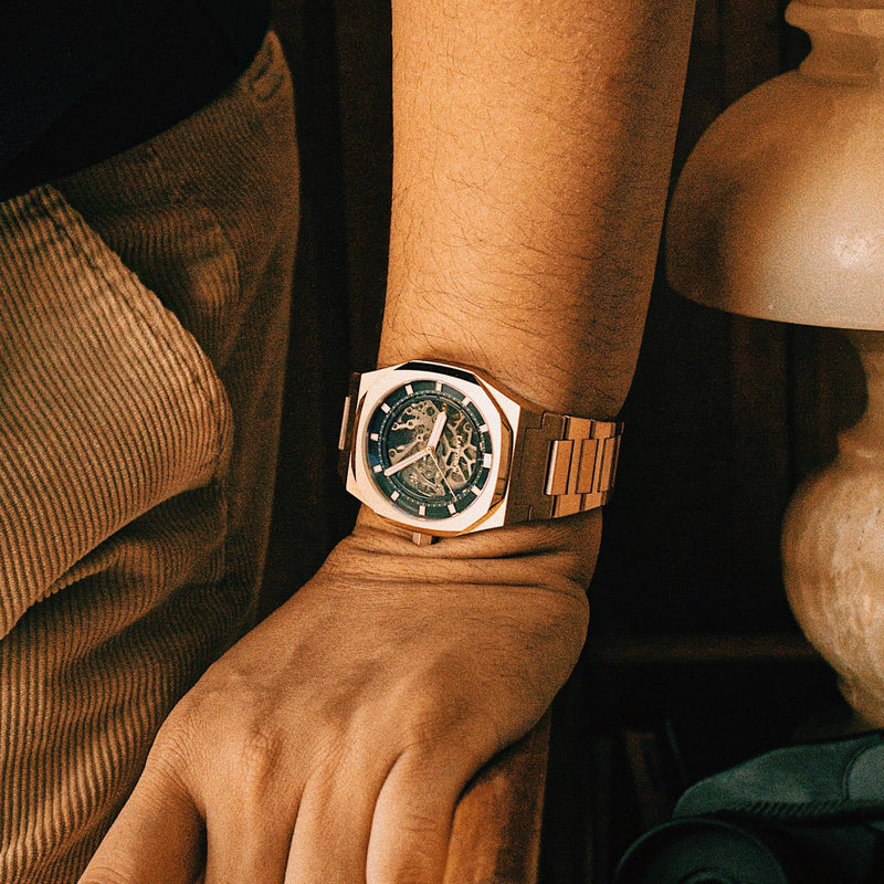 Drake Skeleton  Automatic Black / Rose / Stainless Steel | Black Dial