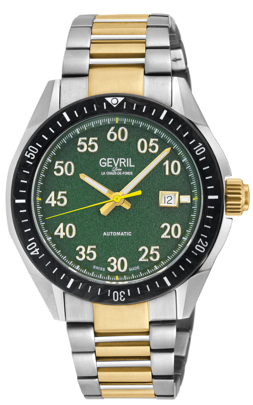 Ascari Swiss made Automatic Sellita SW200 forged carbon bezel  Black Two-tone | Green Dial