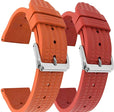 2 Pack - Vintage Rubber Diver Waffle Watch Bands Red and Orange, 20mm |  Dial