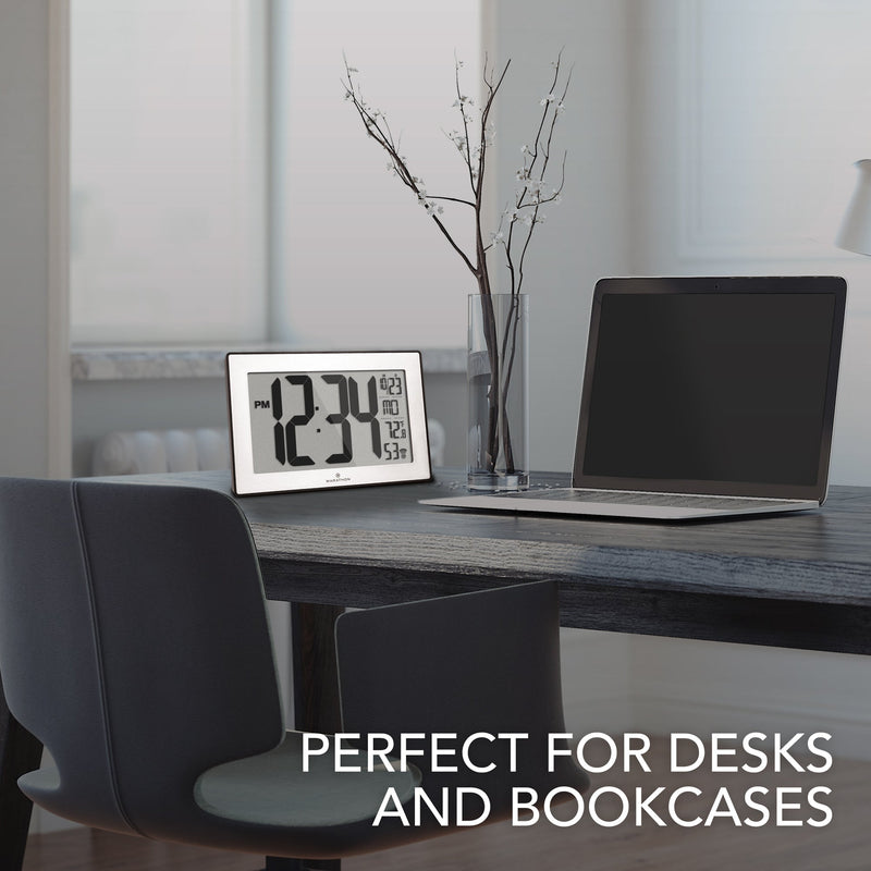 Self-Setting, Self-Adjusting, Wall Clock w/ Stand & 8 Time Zones atomic-self-setting-self-adjusting-wall-clock-w-stand-8-timezones