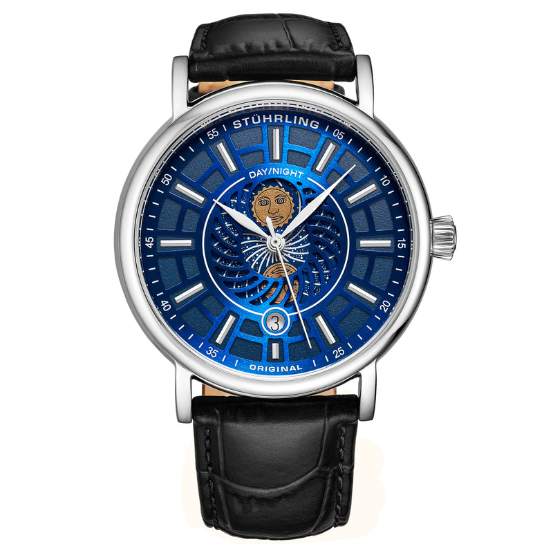 Symphony 899.03 Silver case/Leather strap/ Brass Dial | Blue Dial