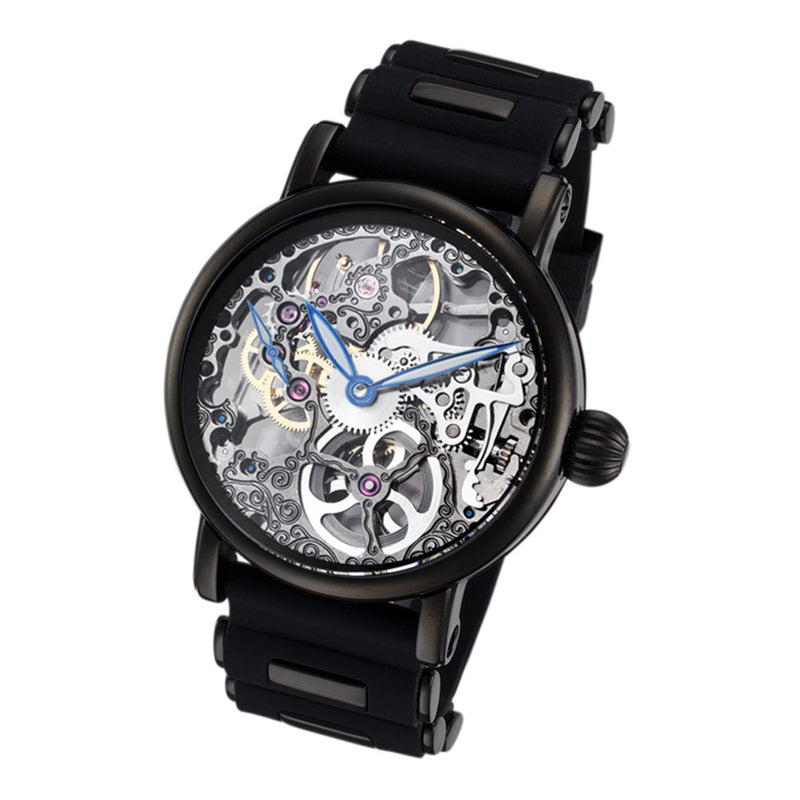 Skeleton Series black steel/silver | Silver Dial
