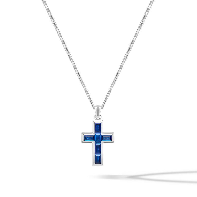 Stone Cross Pendant Sapphire