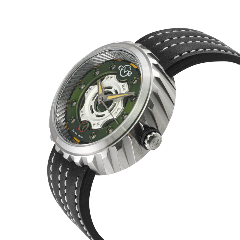 Motorcycle - Sport GV2 Swiss Made Automatic, Green Dial with multi-layers represents a motorcycle disc braking system | Green Dial