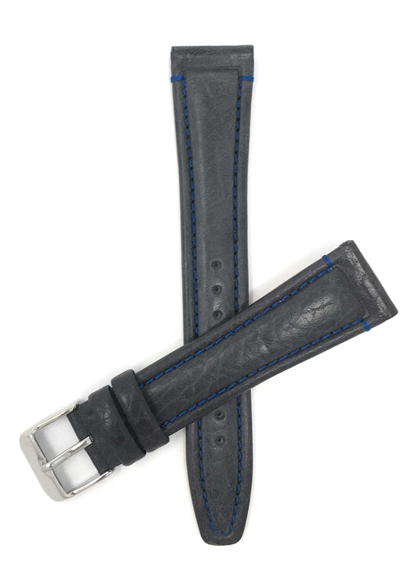 Bandini 18mm Blue Leather Watch Band Classic - Padded 18mm / Blue / Silver Buckle |  Dial