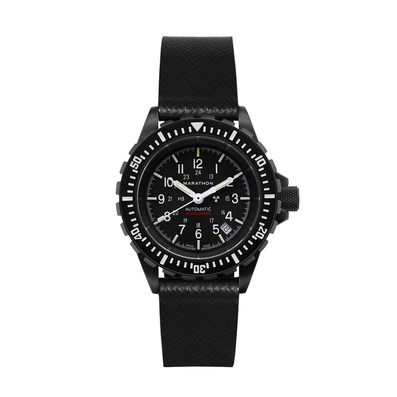 STRAP, 20mm, ITALIAN LEATHER, CROSS HATCH, IP BLACK BUCKLE, BLACK, XL ITALIAN LEATHER, CROSS HATCH