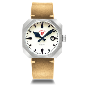 Der Adjutant Stainless Steel / Tan Leather Strap | White Dial