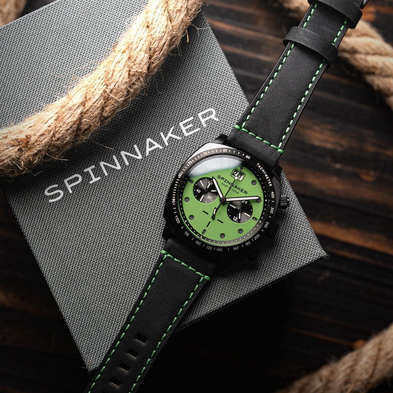 Hull Chronograph Black & Green / Leather | Green Dial