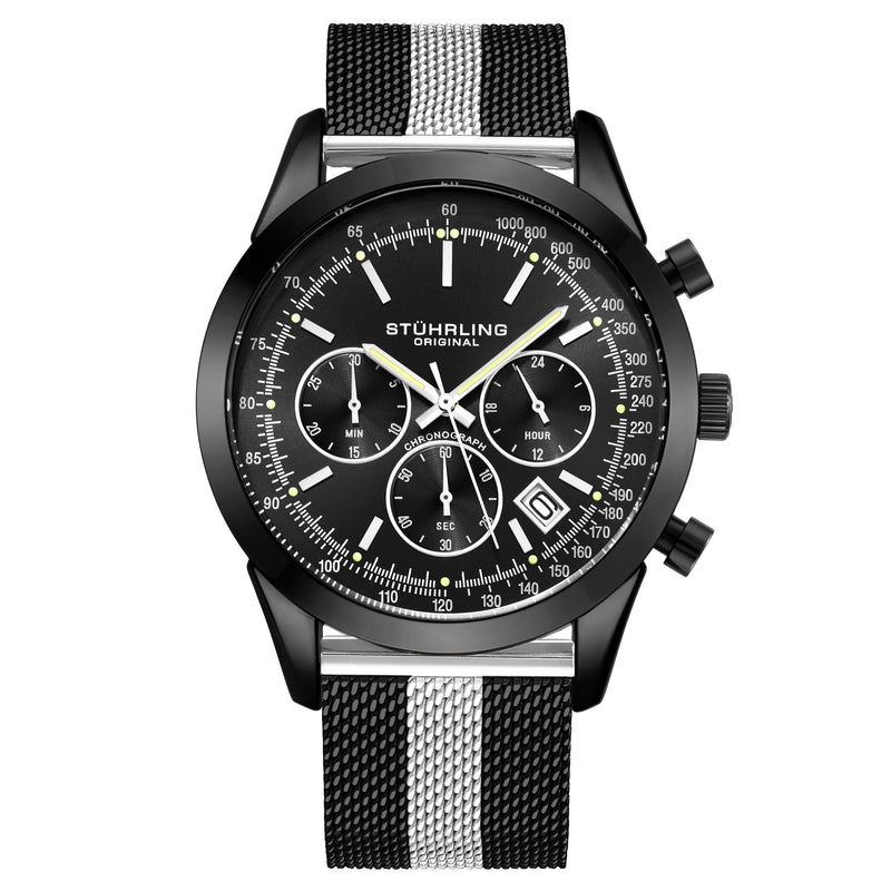 Preston Quartz 44mm Chronograph Black/Silver