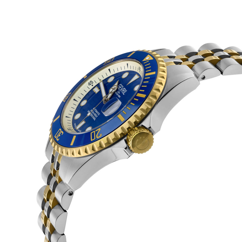Wall Street Gevril Swiss Made SW200-1 Steel Rotating Blue Ceramic Bezel , 316L case, Blue Dial Blue Dial